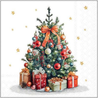 Ambiente - servetten - Decorated Christmas tree - 33 x 33 cm