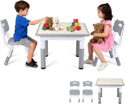 In Hoogte Verstelbare Kindertafel met 2 Stoelen en Tekenblad
