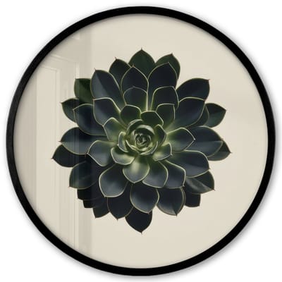 Poster in lijst Rond - Fotolijst 40x40 cm - Posters - Rozet - Cirkelvormig - Donkergroen - Ronde posterlijst zwart - Decoratie - Wanddecoratie woonkamer - Muurdecoratie slaapkamer