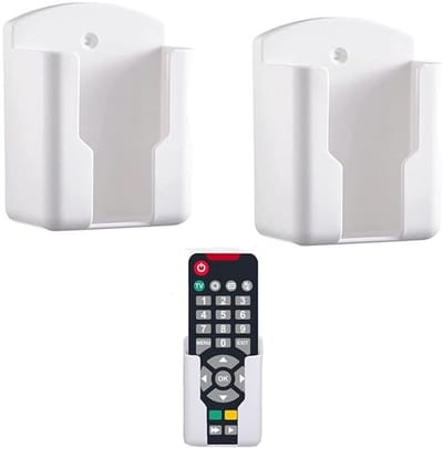 Dailygoody - Afstandsbedieninghouder - Wandorganizer - Ruimtebesparend ontwerp - Wit - Penhouder - Geschikt voor elke kamer - 2 compartimenten