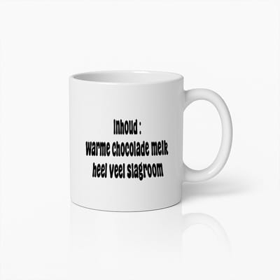 Mok met Tekst Warme Chocolade Melk en Veel Slagroom – Grappige en Gezellige Keramische Koffiemok