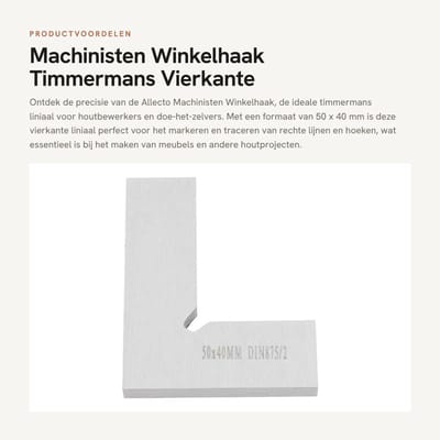 Dailygoods- Winkelhaak - Nauwkeurige Markering - Timmermans Liniaal 50 x 40 mm - Houtbewerking - Compact Formaat - Lichtgewicht