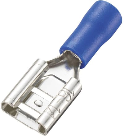TRU COMPONENTS 737509 Platte stekker (female) Insteekbreedte: 8.0 mm Insteekdikte: 0.8 mm 180 ° Deels geïsoleerd Blauw