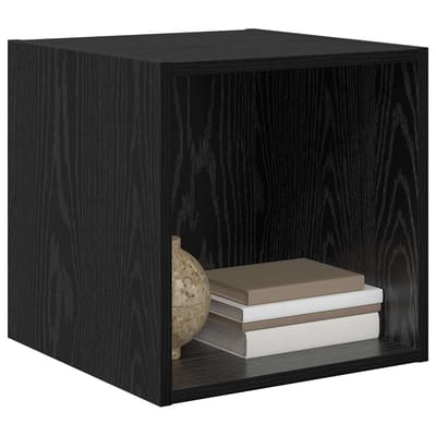 vidaXL - Wandkast - Muurmontage - Zwart - Eiken - 37 - x - 37 - x - 37 - cm - Bewerkt - hout