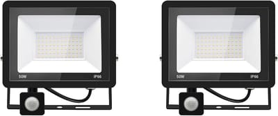 2* LED straler met bewegingsmelder buiten 50W, 5000LM LED straler buiten met bewegingsmelder IP66 schijnwerper LED buitenstraler bewegingsmelder Koud wit 6000K Buitenstraler LED schijnwerper Flutlicht