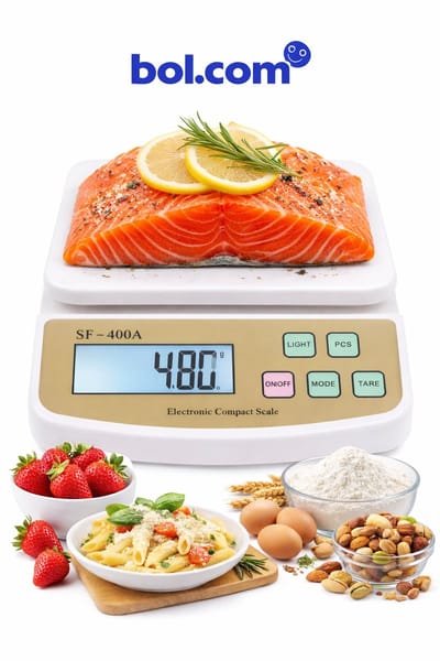 Digitale keukenweegschaal 10 kg / 1 g + Tare + backlight + (pakete) 2× AA inbegrepen