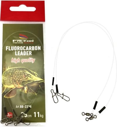 Falcon Fluorocarbon Leader - 7kg - 25cm - 2 stuks - Roofvis Fluorcarbon onderlijn - Kunstaas onderlijn