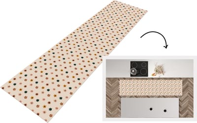 Keukenloper - Loper keuken - Bloemen - Patronen - Stippen - 200x50 cm - Keukenloper vinyl