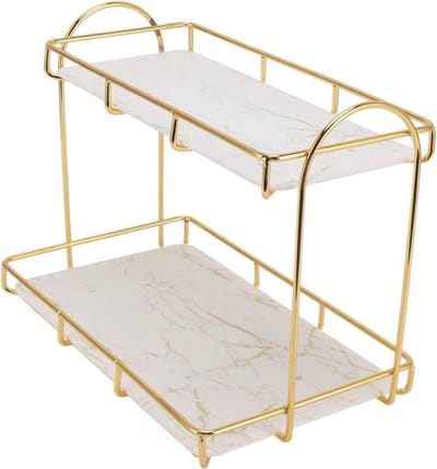 Cosmetica Opbergplank met 2 Niveaus, Ruime Organizer voor Kasten, Ideaal voor Badkamer, Keuken en Slaapkamer
