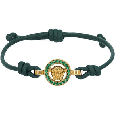Versace Lederen Armband Medusa Kristal Vlecht 1019668 1a05169 1ga9v 1019668 1A05169 1GA9V black