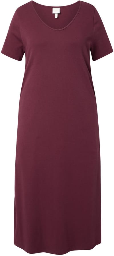 Ulla Popken - Dames - Maxi jurken - Wijnrood - Maat 46+