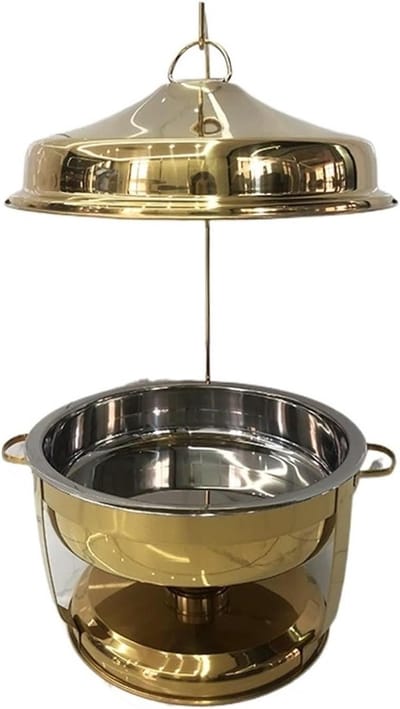 Buffet Warmhoudset - Voedselverwarmer - Gerechten Serveren - Gelijkmatige Warmte - 9 Liter - Goud Zilver