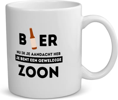 Akyol - bier, nu ik je aandacht heb je bent een geweldige zoon koffiemok - theemok - Zoon - de beste zoon - verjaardagscadeau - verjaardag - cadeau - cadeautje voor zoon - zoon artikelen - kado - geschenk - gift - 350 ML inhoud