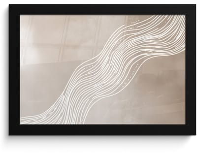 Poster in lijst - Fotolijst 30x20 cm - Posters - Golvende lijnen - Vloeiend - Zandkleurig - Posterlijst zwart - Decoratie - Wanddecoratie woonkamer - Muurdecoratie slaapkamer