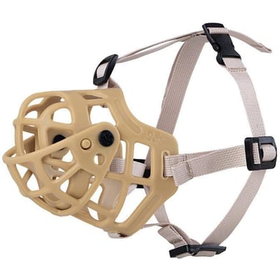 Zacht Siliconen Hondentuig Anti-Bijten Ademend Mondmasker Voor Middelgrote Grote Hond Accessoires Veilig Comfortabel Buiten Huisdier Benodigdheden S kaki