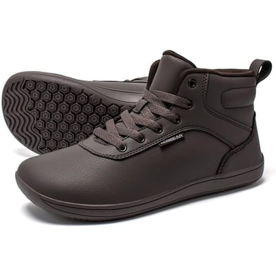 HOBIBEAR Mid-Top Blotevoetsschoenen Unisex Brede Teenbox Kunstleer Vetersluiting Buiten Wandelschoenen 43 gray