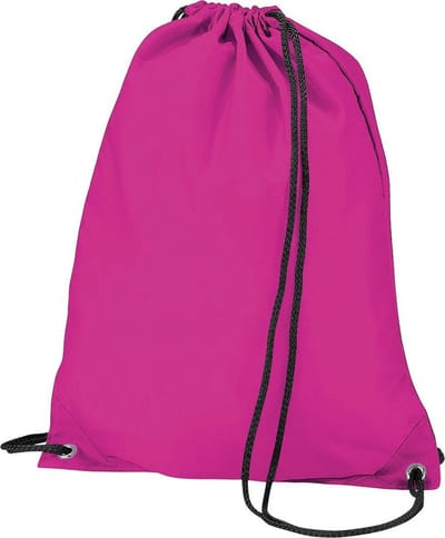 BagBase Budget Waterbestendige Sport Gymsac-trekkoordzak (11L) (Pakket van 2) (Fuschia)