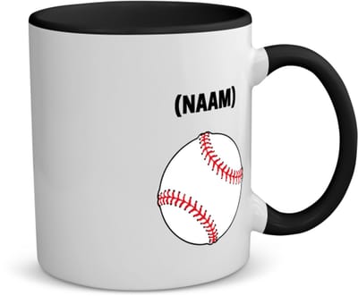 Akyol - honkbal met eigen naam koffiemok - theemok - zwart - Honkbal - honkballer - sport - 350 ML inhoud