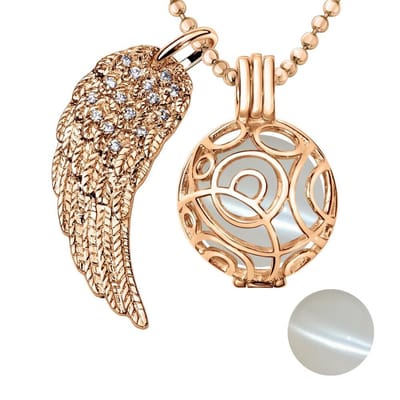Engelenroeper 18mm Bolhouder met Ketting 90cm en Bolletje - Dames - Roségoudkleurig Cirkels - EBS18029