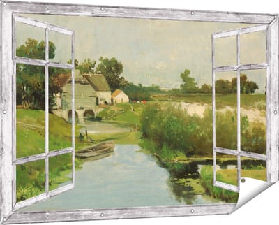Gards Tuinposter Doorkijk Zomerdag - Johan Hendrik Weissenbruch - 150x100 cm - Tuindoek - Tuindecoratie - Wanddecoratie buiten - Tuinschilderij