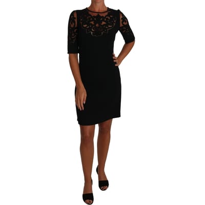 Dolce & Gabbana Vrouwen Zwart Bloemen Uitgesneden Patroon Coctail Jurk