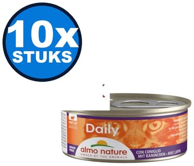 10x Almo Nature Daily Mousse - Konijn - Kattenvoer Natvoer - 85g