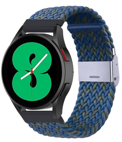 By Qubix - Braided nylon bandje - Blauw / groen gemêleerd - Geschikt voor Xiaomi Redmi Watch 5 Active / Redmi Watch 5 Lite
