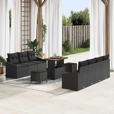 vidaXL Tuin Sofa Set 10 st 9-Aantal zitplaatsen Zwart