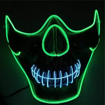 LED Gloeiende Half Gezicht Schedel Model Masker voor Halloween Kostuumfeest Rekwisiet Show green