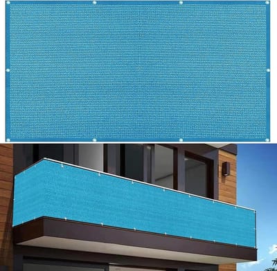 Balkon Privacy Scherm 800 x 160 cm Ondoorzichtig, Windbescherming Windschermgaas Buitenomheining met Touw en Kabelbinder Voor Balkon Balustrades, Hemelsblauw