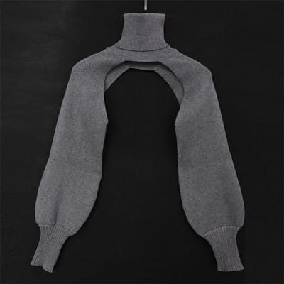 Damesmode herfst warme trui coltrui persoonlijkheid lantaarn mouw gebreide mouw trui One size gray