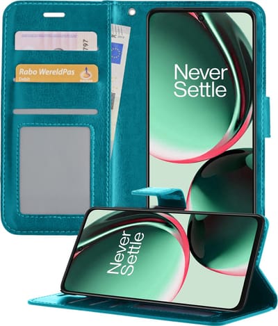 Hoesje - Geschikt voor OnePlus Nord CE 3 Lite - Luxe Bookcase - Walletcase Hoes - Portemonnee - Cover - Telefoonhoes - Turquoise