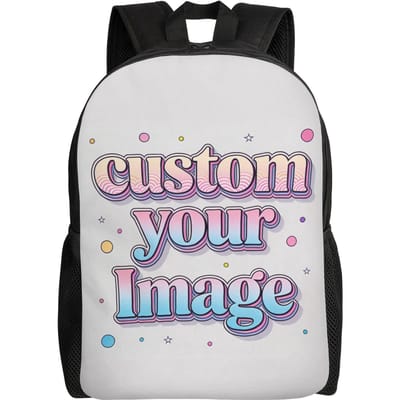 Custom Rugzak met Foto Logo Tekst voor Dames Heren School College Studenten Boekentas Geschikt voor 15 Inch Laptop Gepersonaliseerde Afbeelding Tassen One Size white
