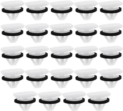 Allecto - Car Front Wheel Arch Trim Clip - 24 Stuks - Kunststof - Zwart/Wit - Vervangingsclips - Geschikt voor Tourneo Connect