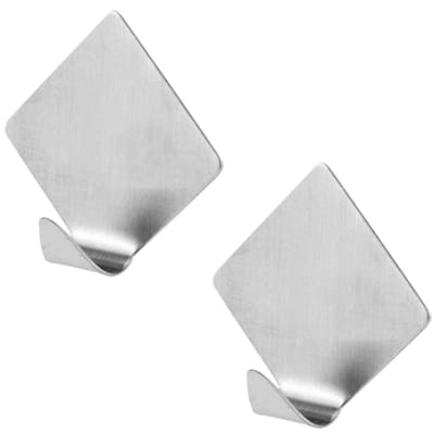 Excellent houseware handoeken ophang haakjes - 12x stuks - rvs - zilver - Zelfklevend