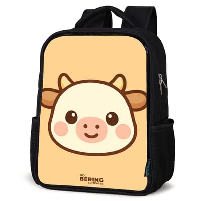 NoBoringSuitcases.com® - Rugzak zwart - Schooltas jongen & meisje - Koe - Rugtas voor school - Boekentas kind - Schoolrugzak - Kinderrugzak