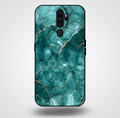 Smartphonica Telefoonhoesje voor OPPO A9 2020 met marmer opdruk - TPU backcover case marble design - Goud Groen geschikt voor OPPO A9 (2020)