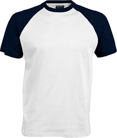 Kariban Herenshirt met korte mouwen Baseball T-Shirt (Wit/Zwaar)