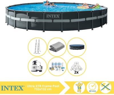 Intex Ultra XTR Frame Zwembad - Opzetzwembad - 732x132 cm - Inclusief Onderhoudspakket en Filterbollen