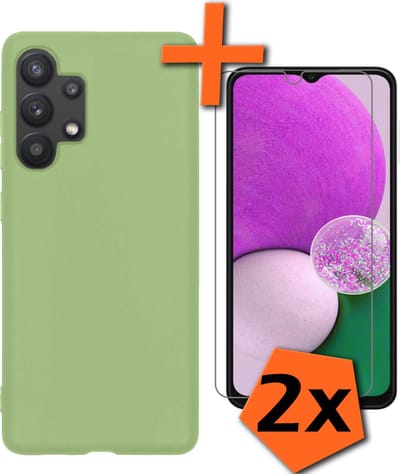 Hoes - Met 2x Screenprotector - Geschikt voor Samsung Galaxy A13 4G - Sterk & Shockproof - Back Cover - Siliconen Case - Telefoon Hoes - Groen