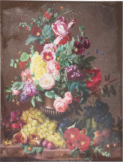 Clayre & Eef Schilderij 60x80 cm Bruin Rood Canvas Bloemen