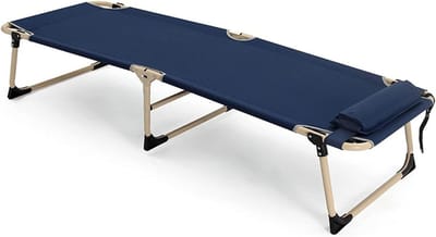 Kampeerbed Opvouwbaar - Buitenbed - Ontspannen Buiten - Stabiel Stalen Frame - 190x65 cm - Zwart