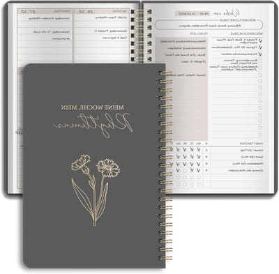 A5 afsprakenplanner met bloemenpatroon in grijs, ideaal voor organisatie en planning