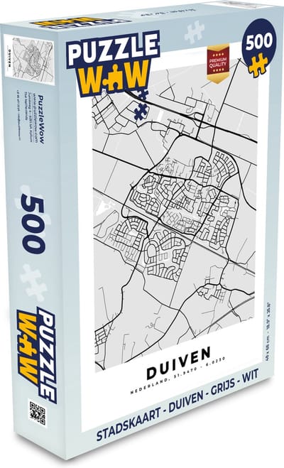 Puzzel Stadskaart - Duiven - Grijs - Wit - Legpuzzel - Puzzel 500 stukjes - Plattegrond