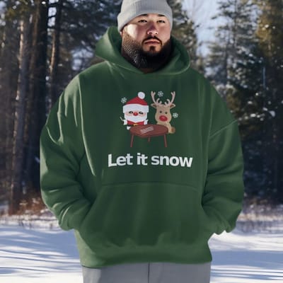 Lekker Waus Foute Kerst Hoodie Groen - Let It Snow - Maat XS - Kerst Outfit Dames & Heren