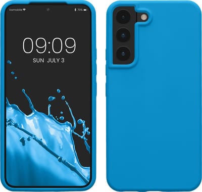kwmobile telefoonhoesje geschikt voor Samsung Galaxy S22 - Hoesje met siliconen coating - Smartphone case in stralend blauw