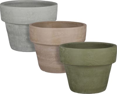 Oneiro’s Luxe Bloempot POT Tunis pot rond l.groen taupe d.groen 3 assorti - H22xD27cm – hotel chique - binnen ––– accessoires – tuin – decoratie – bloemen – mat – glans – industrieel - droogbloemen