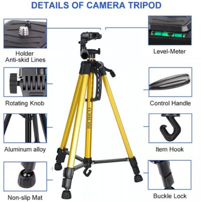 Professioneel Universeel Camera Statief Voor Fotocamera en Smartphone - iPhone - Canon – Nikon - Spiegelreflexcamera Inclusief Bluetooth Remote Shutter - Smartphone Statief - Tripod 140Cm Zwart VCT- 5208 CoolTech