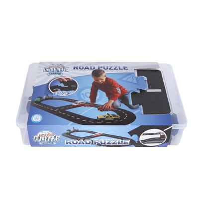 Kids Globe autobaan wegdelen puzzel 18-delig Voertuigen