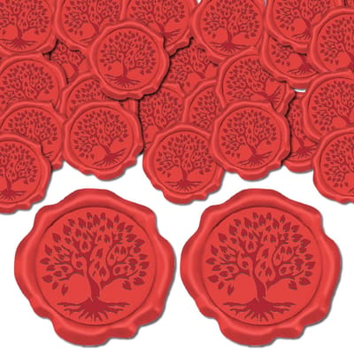 Allecto - Wassen Seal Stickers - Donkerrood Boom des Levens - 50 Stuks voor Uitnodigingen - Decoratie en Ambachten - Perfect voor Feestjes - Geschi...
